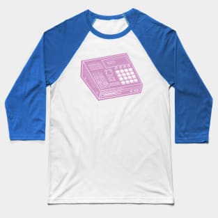 Beat Maker (White Lines + Pastel Violet Drop Shadow) Analog / Music Baseball T-Shirt